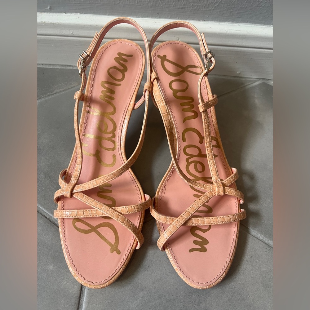 SAM EDELMAN Womens Light Peach Judy Leather Slingback Sandal 8.5 M